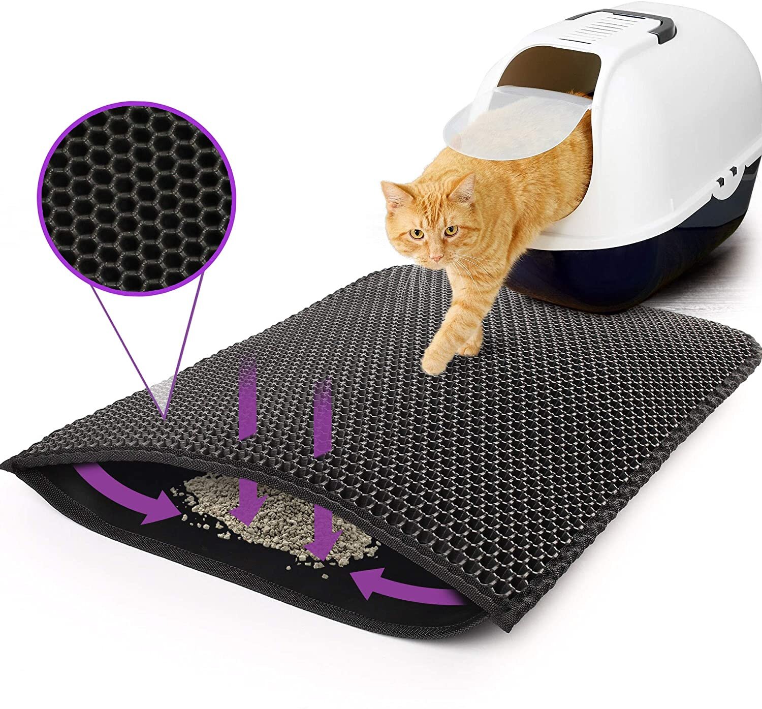 US Double-Layer Cat Litter Box Mat Trapper Foldable Pad Pet Rug EVA Foam Rubber 