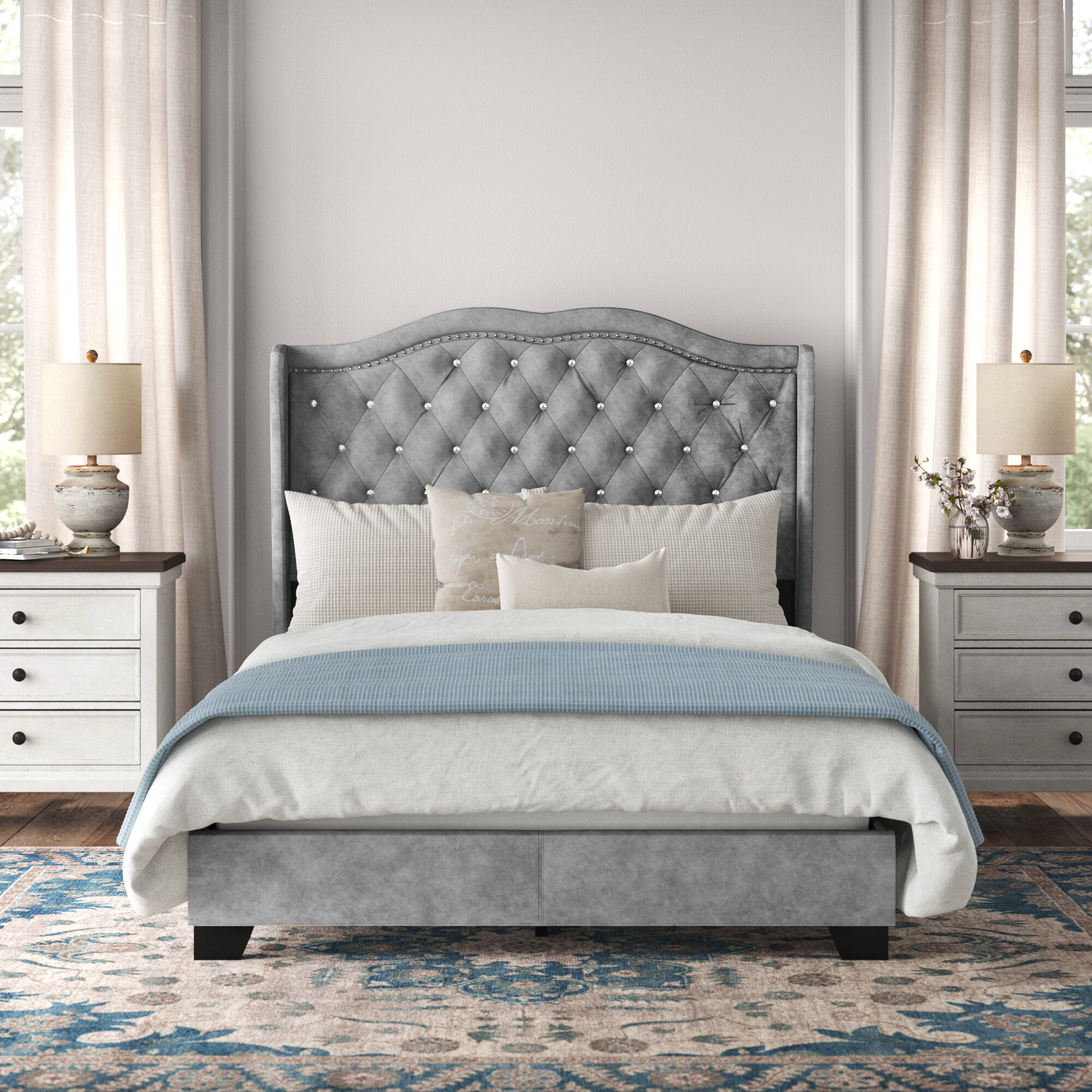 Kelly Clarkson Home Carlie Tufted Upholstered Low Profile Standard Bed ...