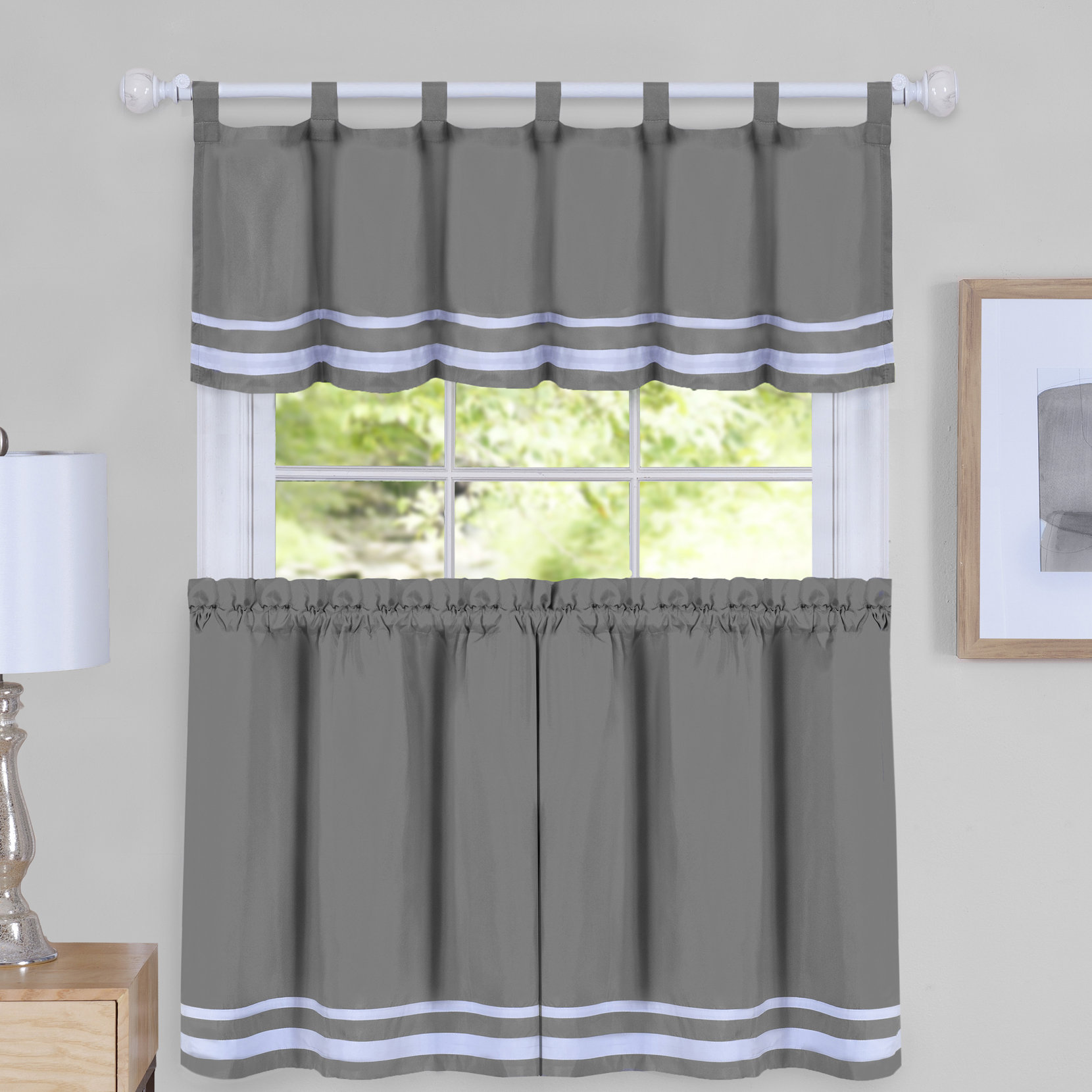 August Grove Hornell Window Curtain Tier Pair And Valance Set