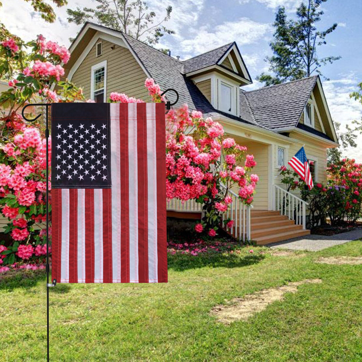 4th july American Garden Flag Double Sided 12.5 x 18 Inches Hanging USA Banners 