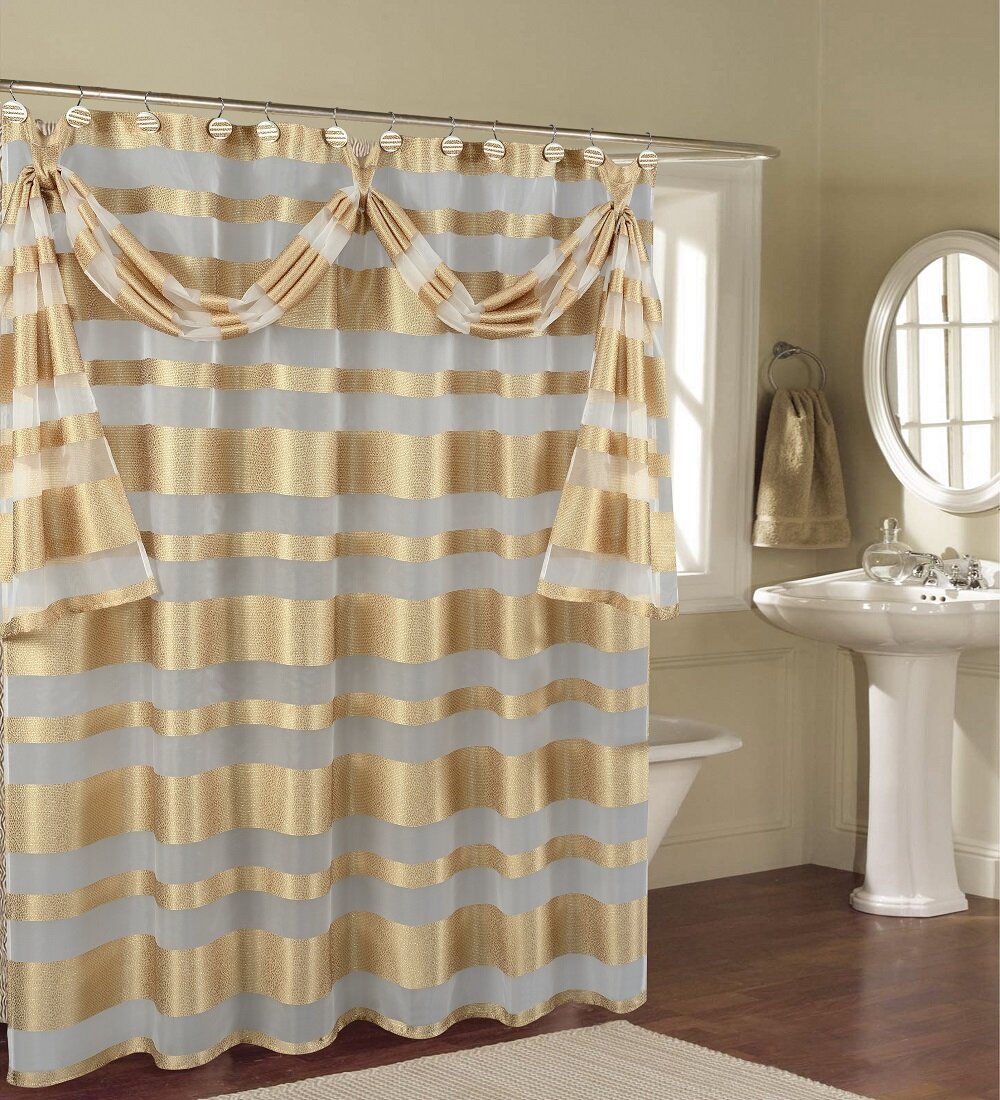 decorative shower curtains with tiebacks