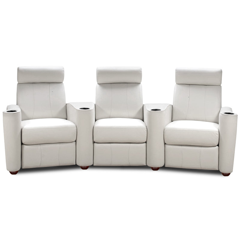 Latitude Run Leather Home Theater Sofa Row Of 3 Wayfair