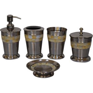 Mother of Pearl 5 Piece Bathroom Accessory Set