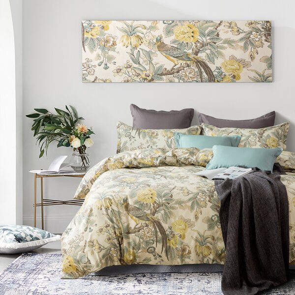 with Zipper Closure Birds and Flowers Pattern Printed 100% Cotton Bedding Duvet Cover 90 x 68 ELE Home Textile 3 Pieces Duvet Cover Set Birds and Flowers, Twin Size