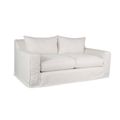 Polina 90" Linen Square Arm Slipcovered Sofa Gracie Oaks Upholstery: Off White