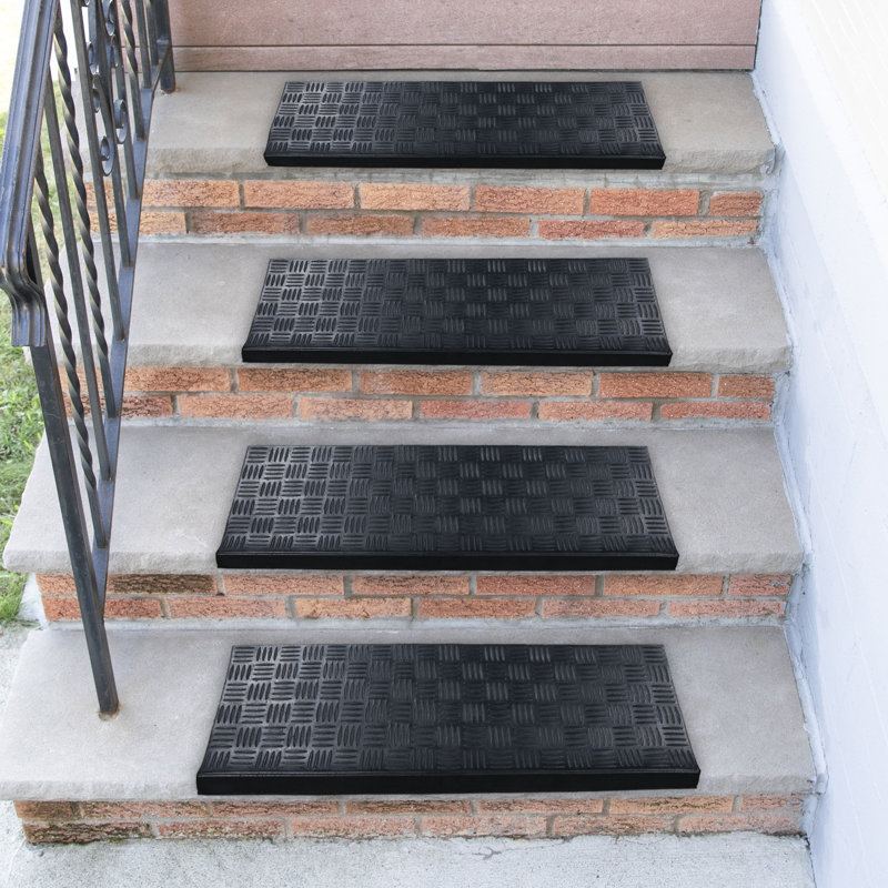 Red Barrel Studio Spearman Dirt Off Square Nosed Rubber Black Stair Tread Reviews Wayfair