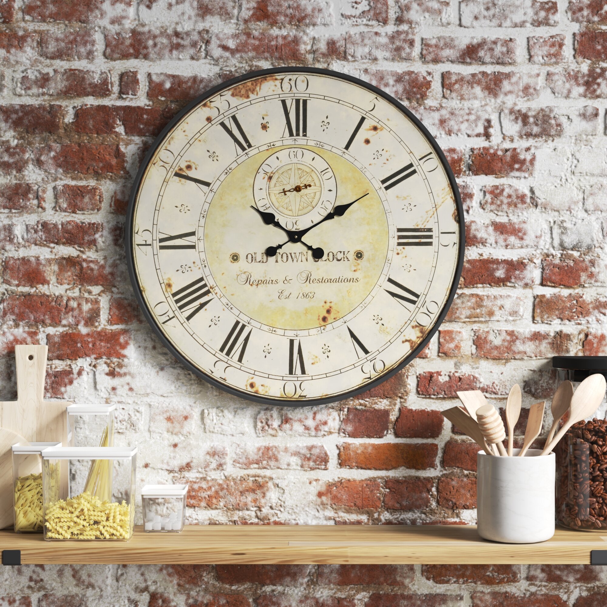 Beautiful Wall Clock Vintage-Look Paris London Design Wall Clock Shabby Chic Clock 