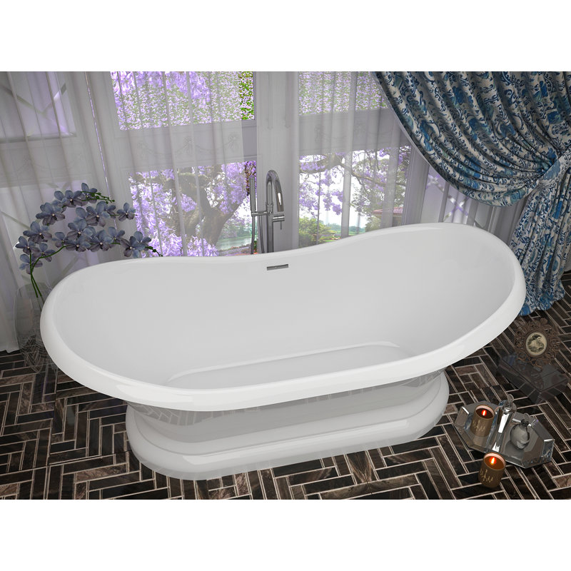 ANZZI Ruby Series 71" x 33" Pedestal Soaking Bathtub ...