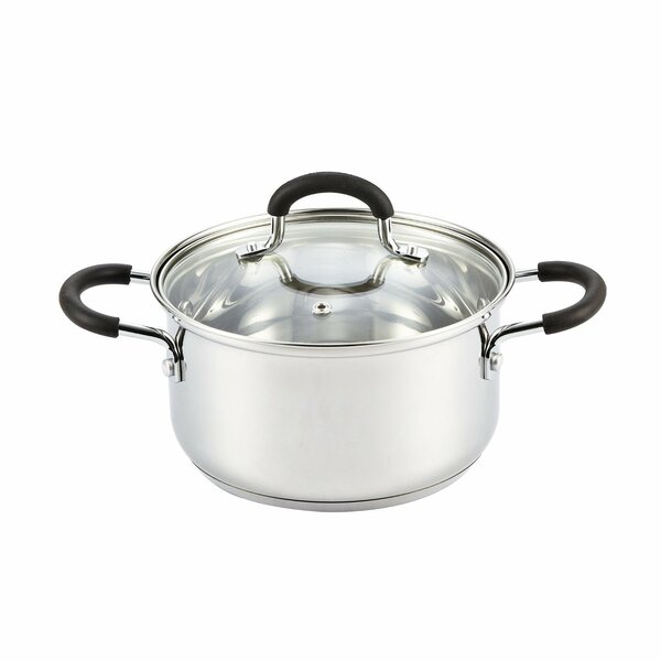 Stainless Steel Metallic Deep Stockpot Casserole Cooking Pot Pan Lid Set Axinite 