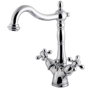 Heritage Double Handle Mono Deck Bathroom Faucet with Brass Pop-Up Drain
