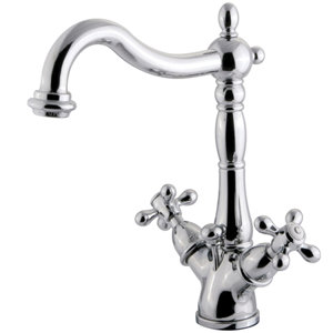 Heritage Double Handle Mono Deck Bathroom Faucet with Brass Pop-Up Drain