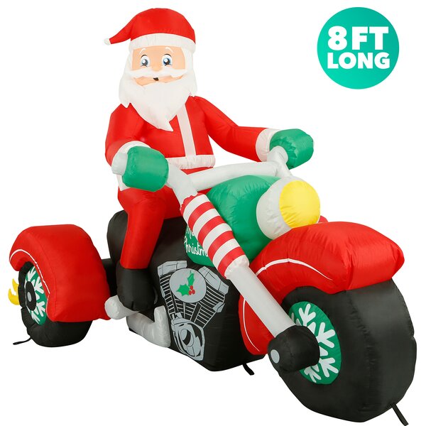 The Holiday Aisle® 8 Ft Inflatable Christmas Santa On A Motorcycle ...