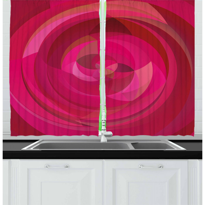 East Urban Home Ambesonne Hot Pink Kitchen Curtains Abstract