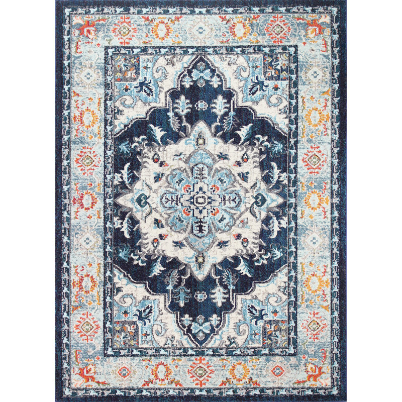 World Menagerie Chunn Blue/Beige/Orange Area Rug & Reviews Wayfair