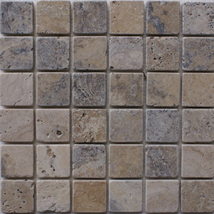 Philadelphia 2" x 2" Travertine Mosaic Tile in Grey by