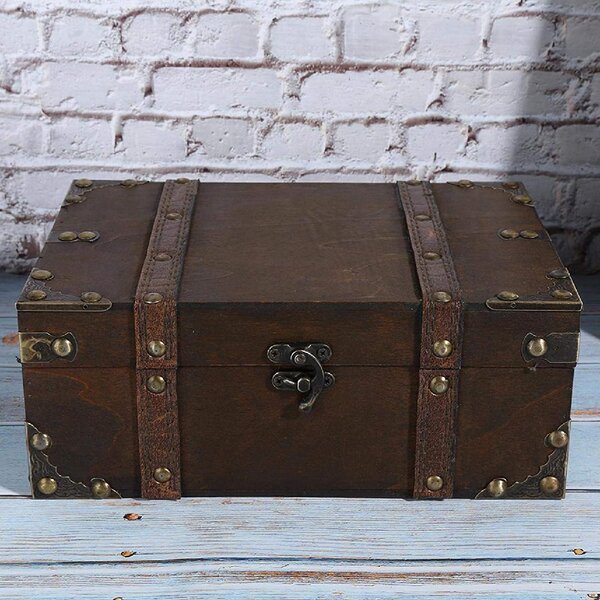Wooden Treasure Chest Storage Box Vintage Wood Case ~ Small 