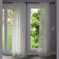 Two Pieces Pretty Wide Lace Light Ivory Curtain 76cm Drop 