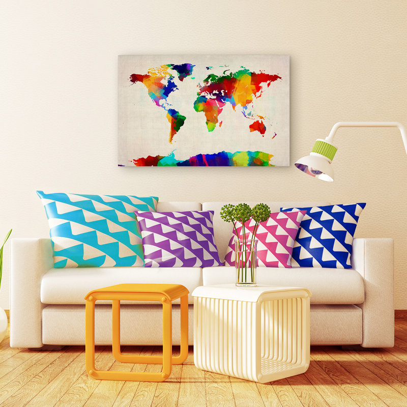 Trademark Art Sponge Painting World Map By Michael Tompsett