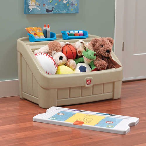 step 2 2 in 1 toy box gray