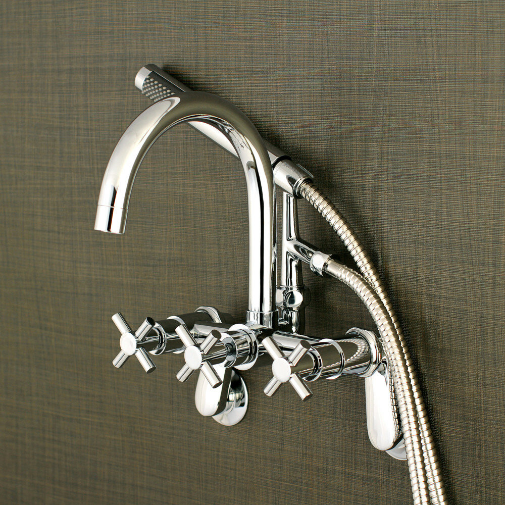 Concord Triple Wall Mounted Clawfoot Tub Faucet With Handshower