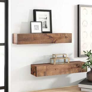 NATURAL WOOD WALL MOUNTED SHELVE SHELF WITH BARCKETS RACK KITCHEN HOME OFFICE 