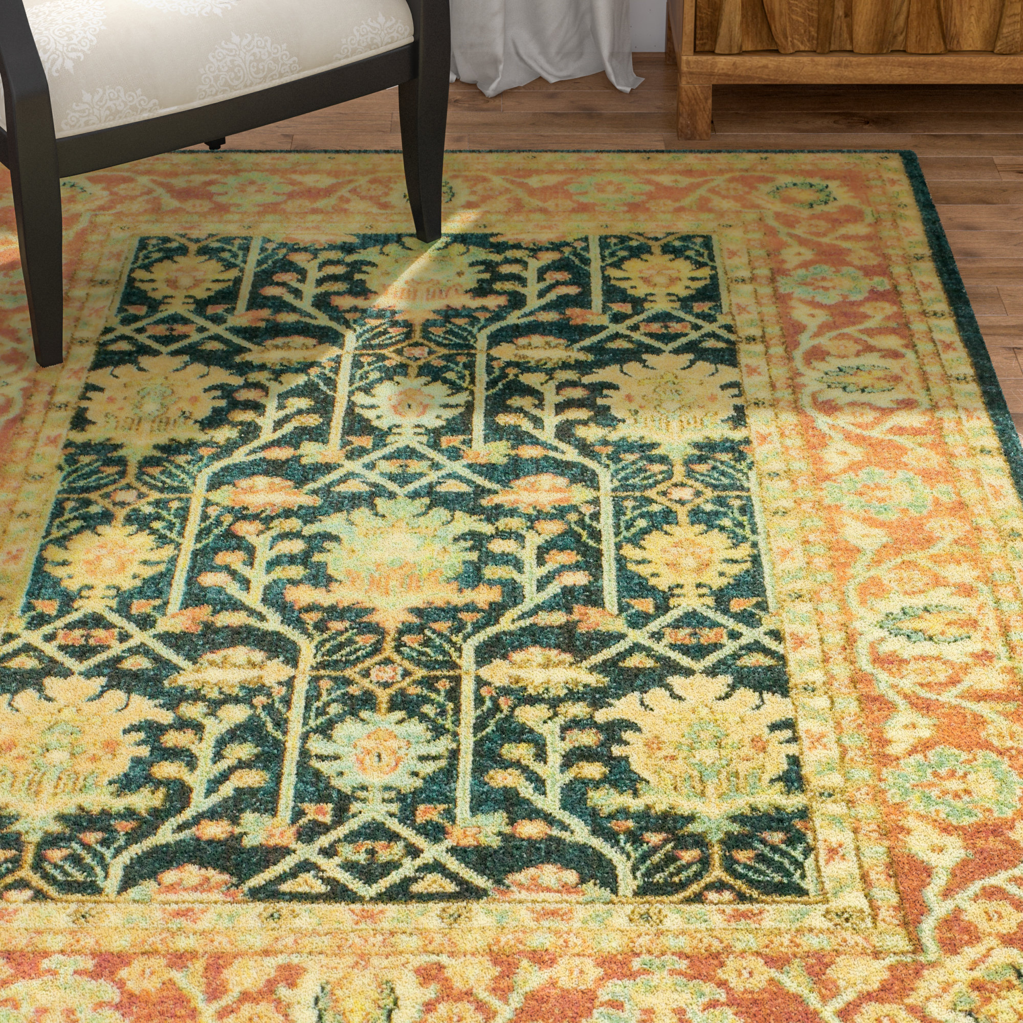 Three Posts™ Swifton Teal Oriental Area Rug & Reviews | Wayfair