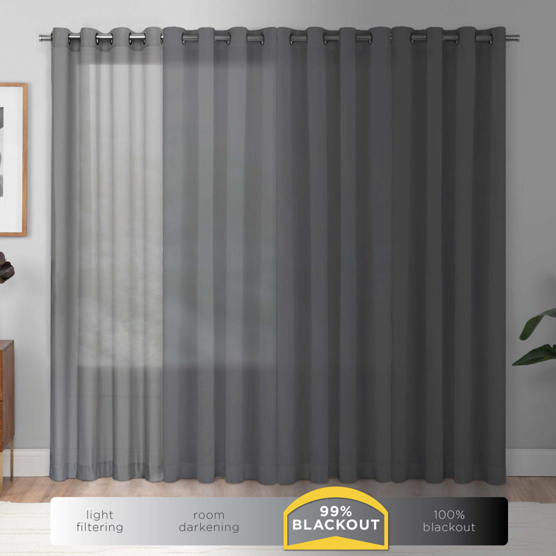 1 Set Light Filtering 100 Privacy Lined Blackout Window Curtains