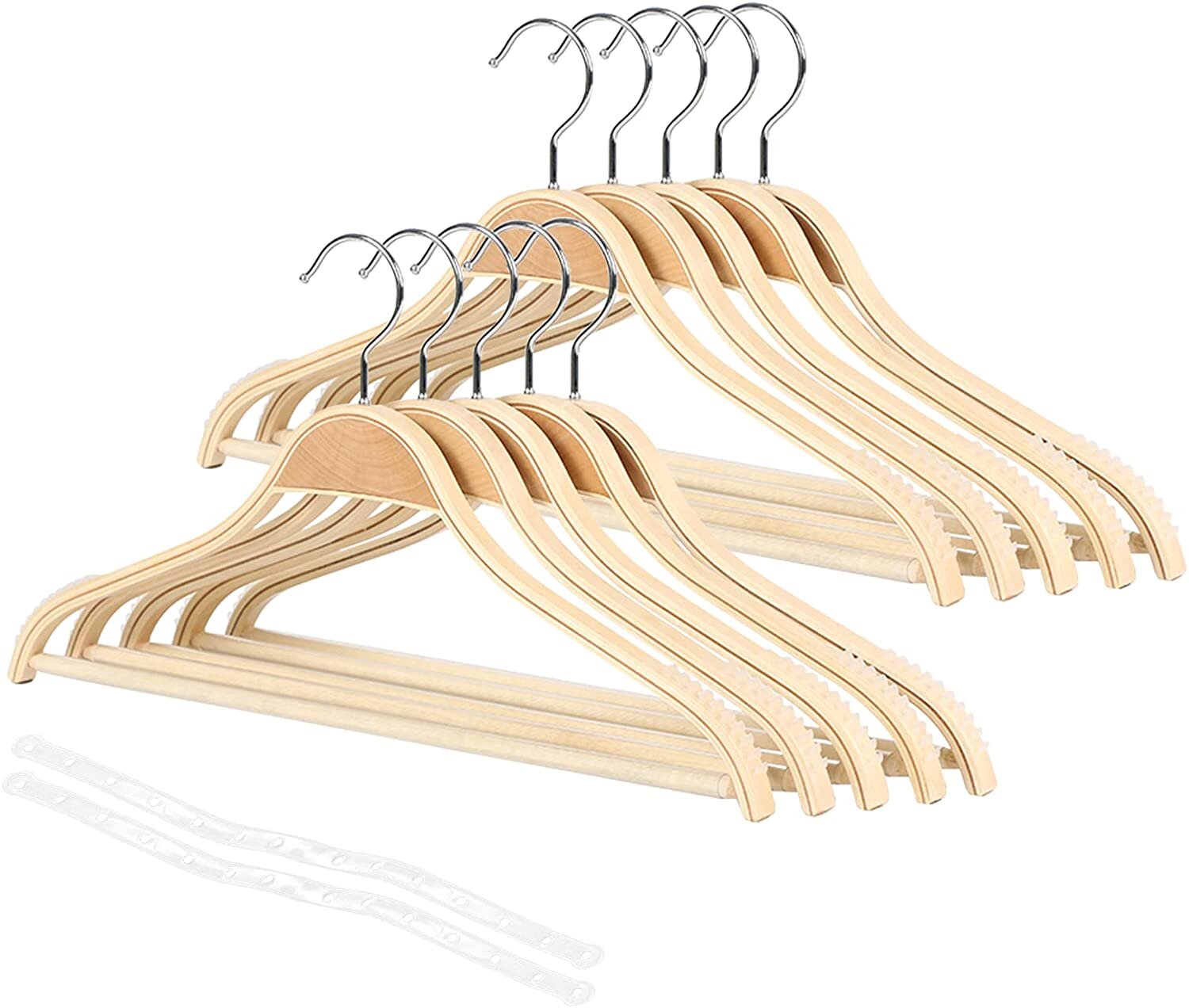 Wooden Pant Hanger Suit Skirt Clothes Wood Hangers Set of 3 New 