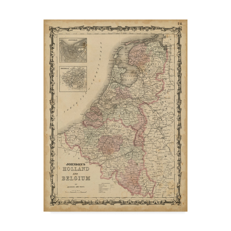Charlton Home Map Of Holland And Belgium Graphic Art Print On Wrapped Canvas Wayfair Free shipping on most items. wayfair com