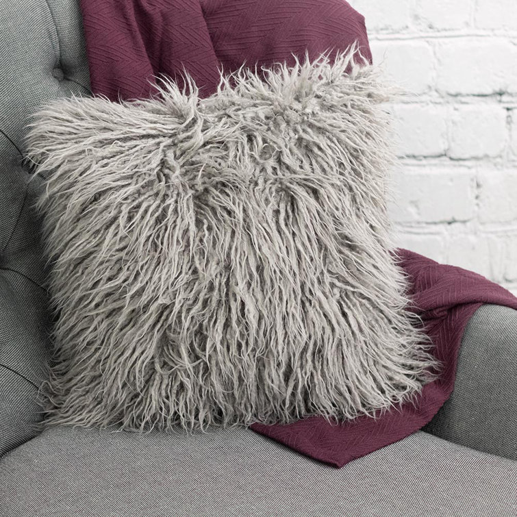 grey fluffy throw pillows
