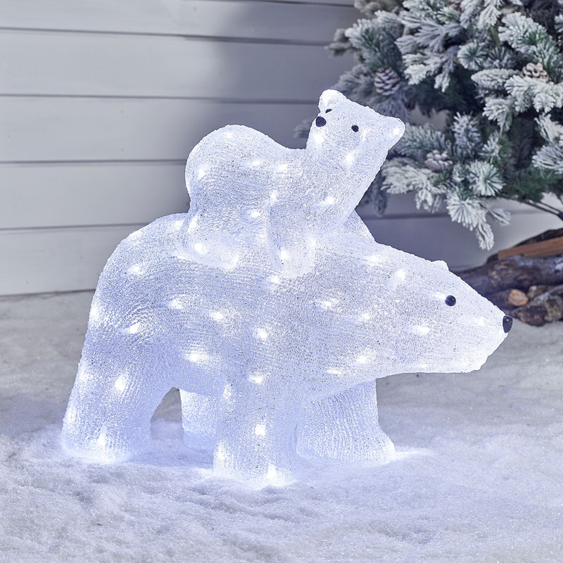 The Seasonal Aisle Mains Operated Indoor and Outdoor Solid Acrylic Polar Bear With Baby