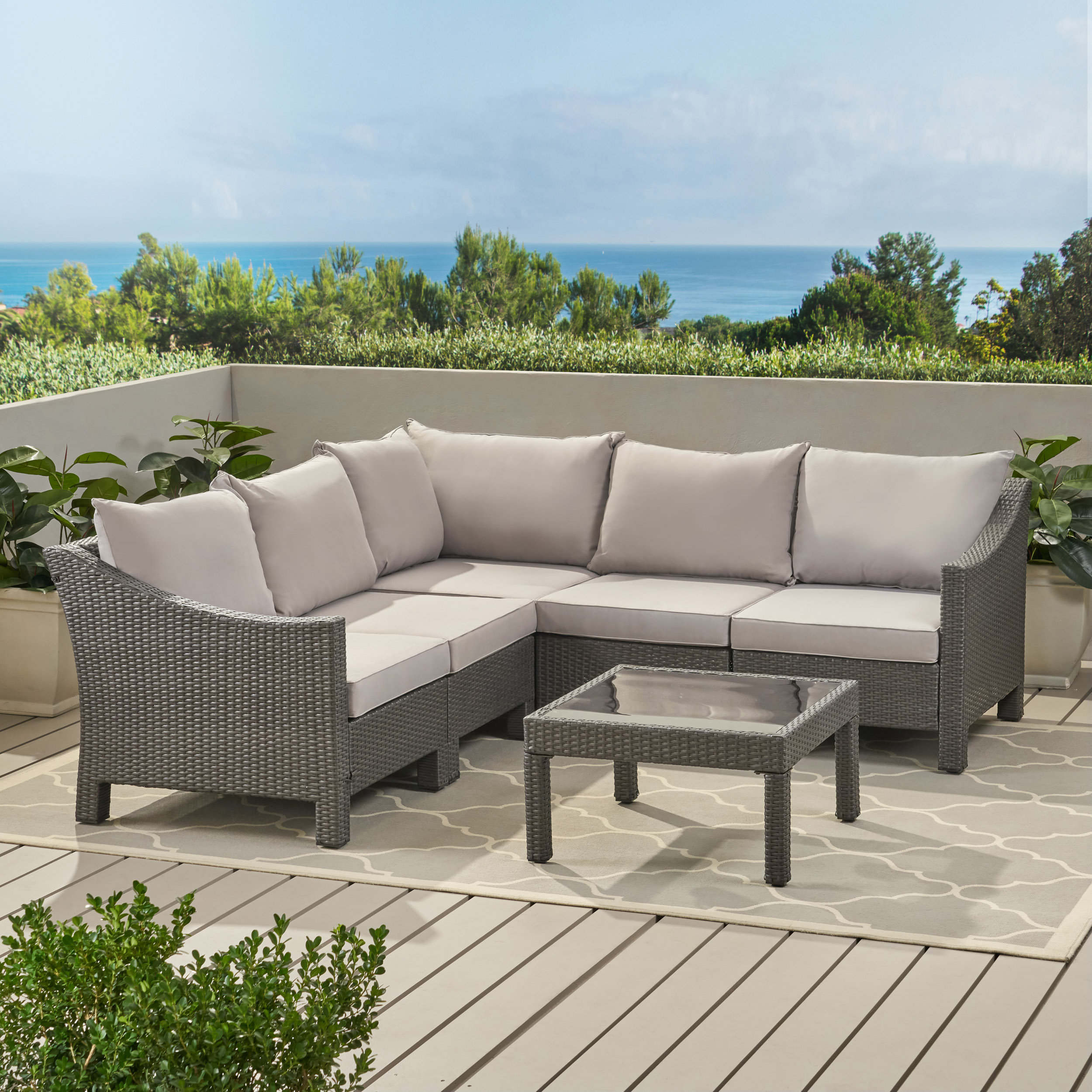 Sol 72 Outdoor Coast 6 Piece Rattan Sectional Seating Group With Cushions Reviews Wayfair