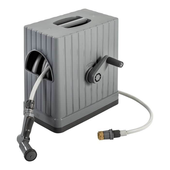 IRIS Plastic Retractable Hose Reel Box with Hose and ...