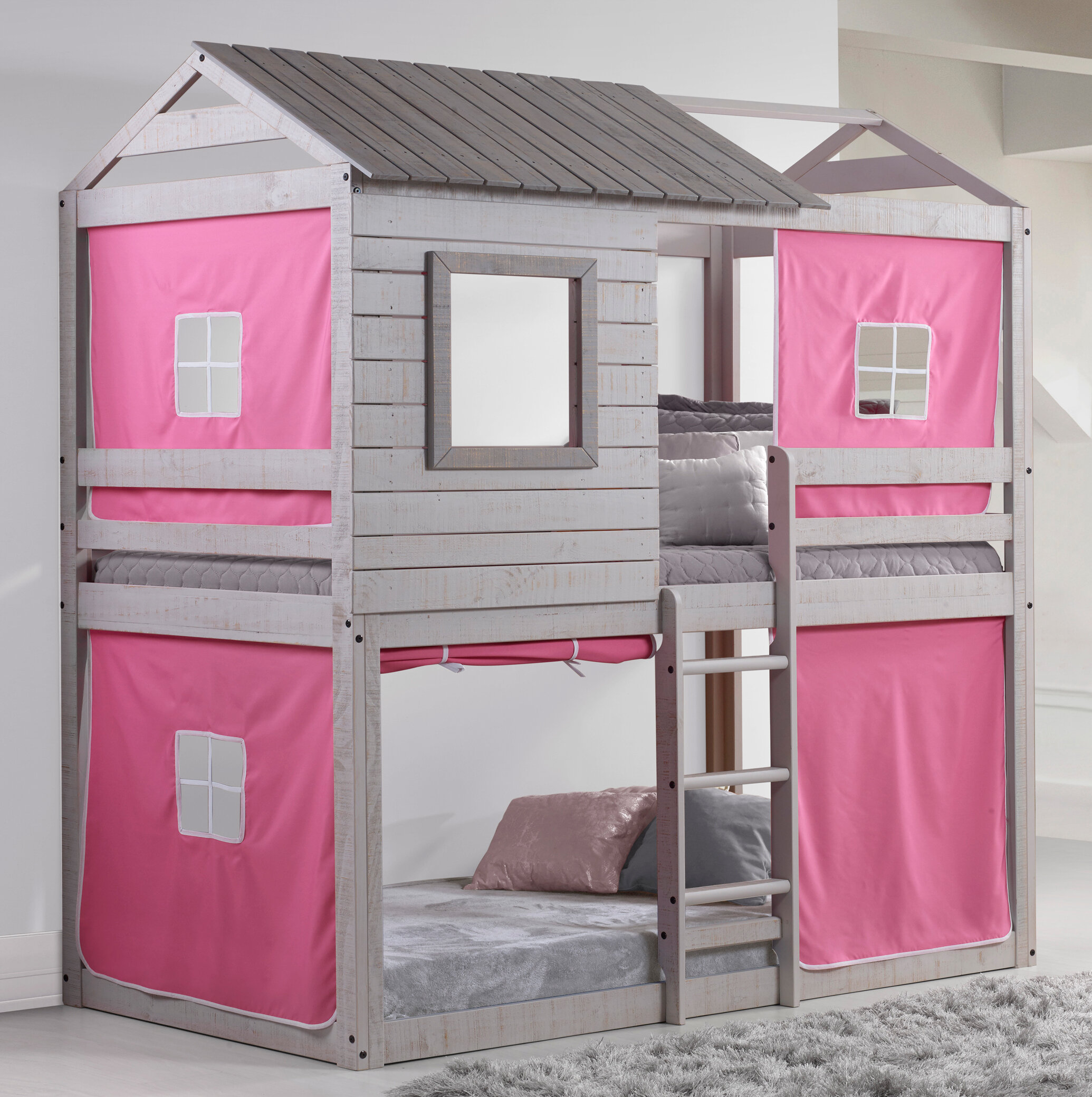 pink bunk beds for girls