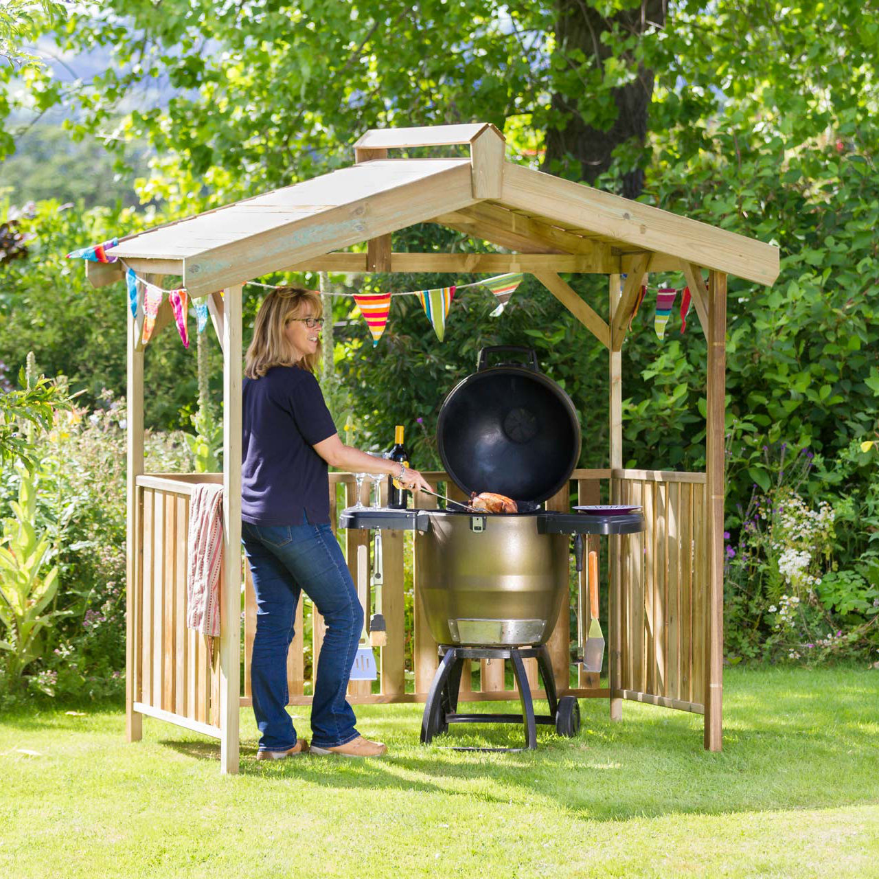 Haus 2.1m x 1.3m Solid Wood BBQ Gazebo 