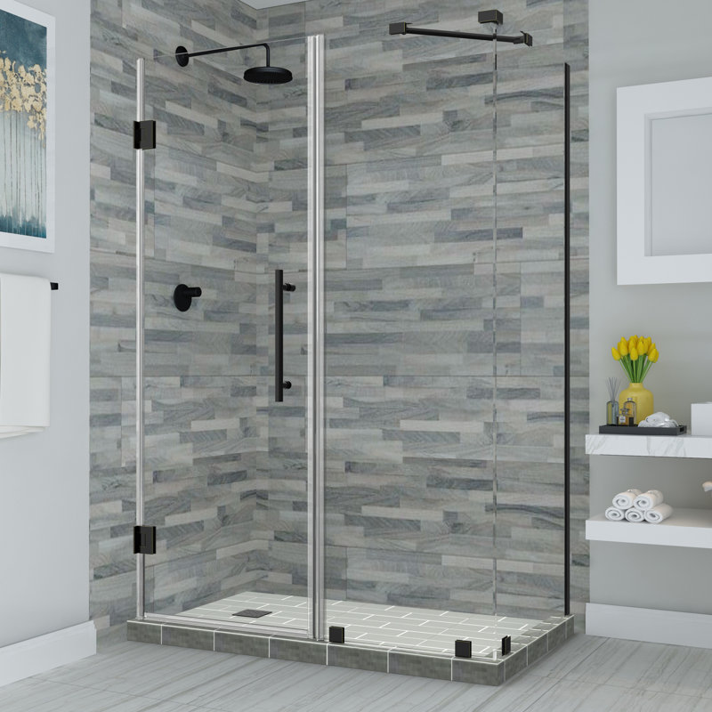 SEN967EZ-MB-582830-10 Bromley Frameless 58.25" x 72" Rectangle Hinged Shower Enclosure