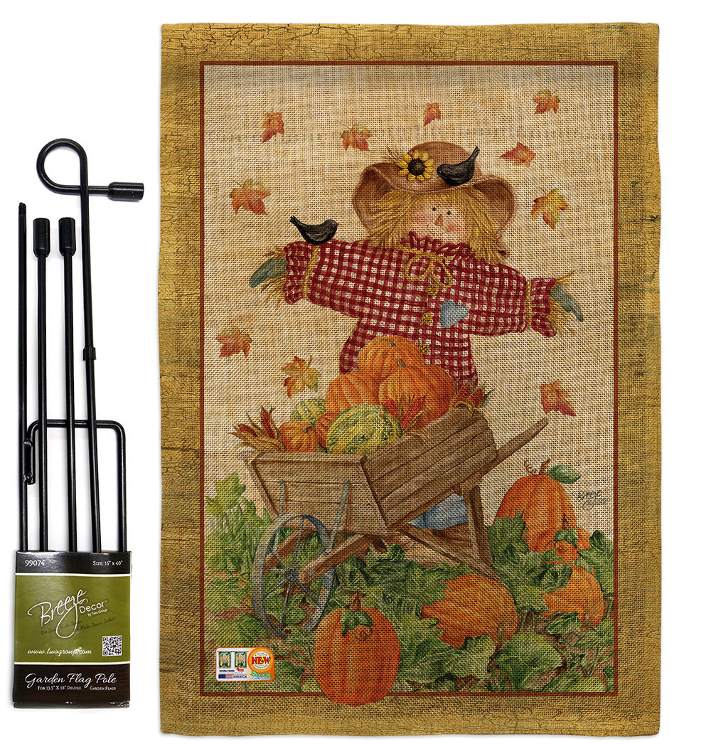 Breeze Decor Scarecrow Fall Harvest And Autumn Impressions 2 Sided Burlap 19 X 13 In Flag Set Wayfair