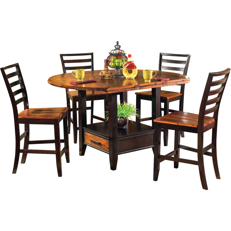 Millwood Pines Hidalgo 5 Piece Counter Height Drop Leaf Solid Wood