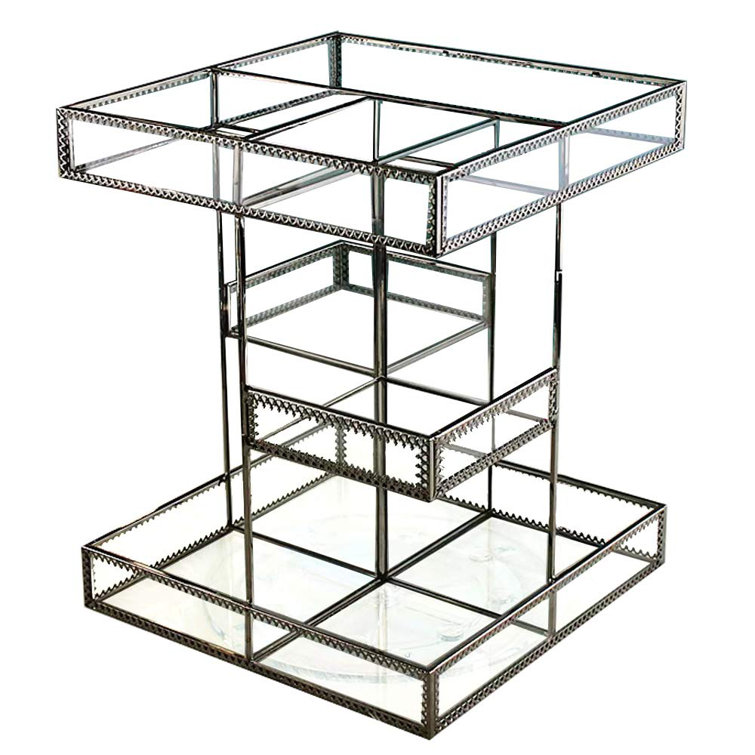 Hou Antique Glass 360 Degree Rotation Perfume Holdermakeup Organizer Vanity Cosmetic Storage Beauty Display Spin Large Capacity Holder For Brushes Lipsticks Skincare Toner Countertop Wayfair