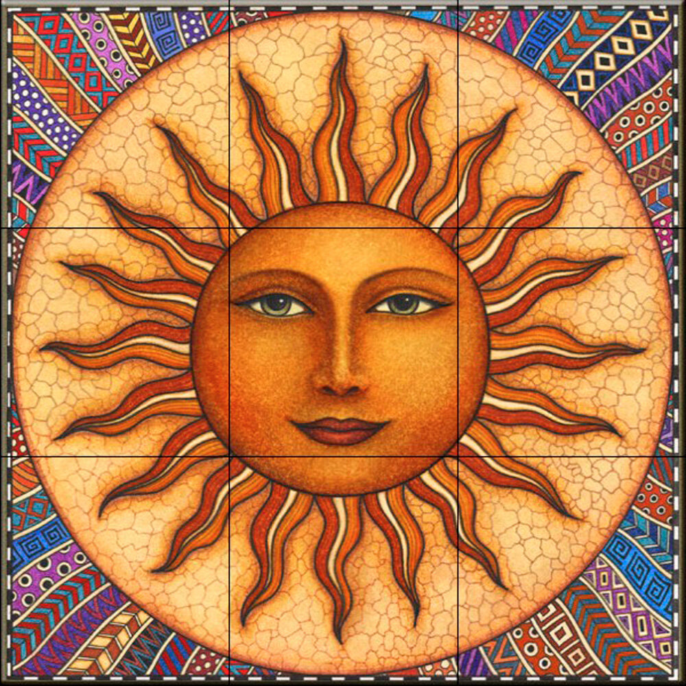 The Tile Mural Store 1275 X 1275 Ceramic Celestial Sun Decorative Mural Tile In Red Wayfair