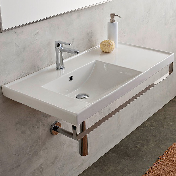 Scarabeo By Nameeks Ml Ceramic 36 Wall Mount Bathroom Sink With Overflow Wayfair