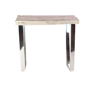 Brayden Studio Womble Contemporary Wood and Stainless Steel End Table Brayden Studio Womble Contemporary Wood and Stainless Steel End Table