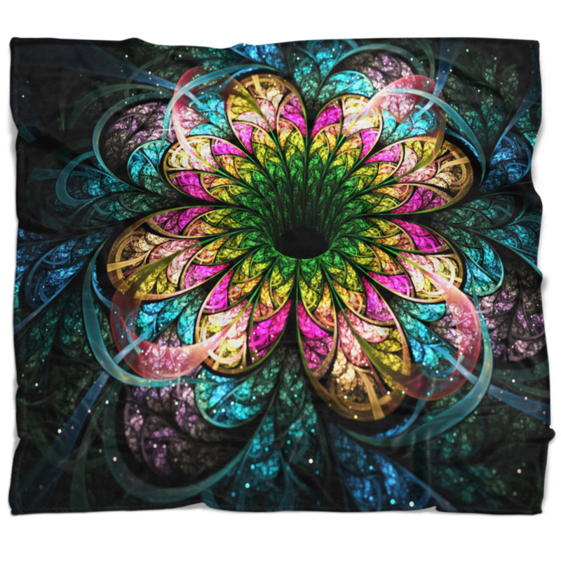 East Urban Home Floral Fractal Digital Art Blanket Wayfair