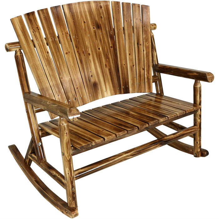 Millwood Pines Eaddy Rustic Log Cabin Rocking Bench Wayfair