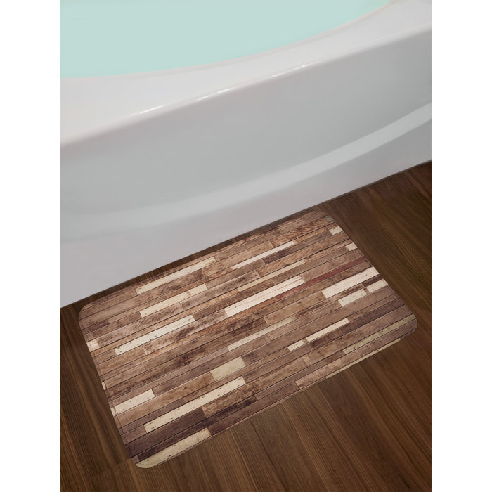 Wall Brown Wooden Bath Rug Wall Brown Wooden Bath Rug