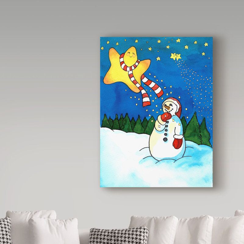 Trademark Art Snowman Star Acrylic Painting Print On Wrapped