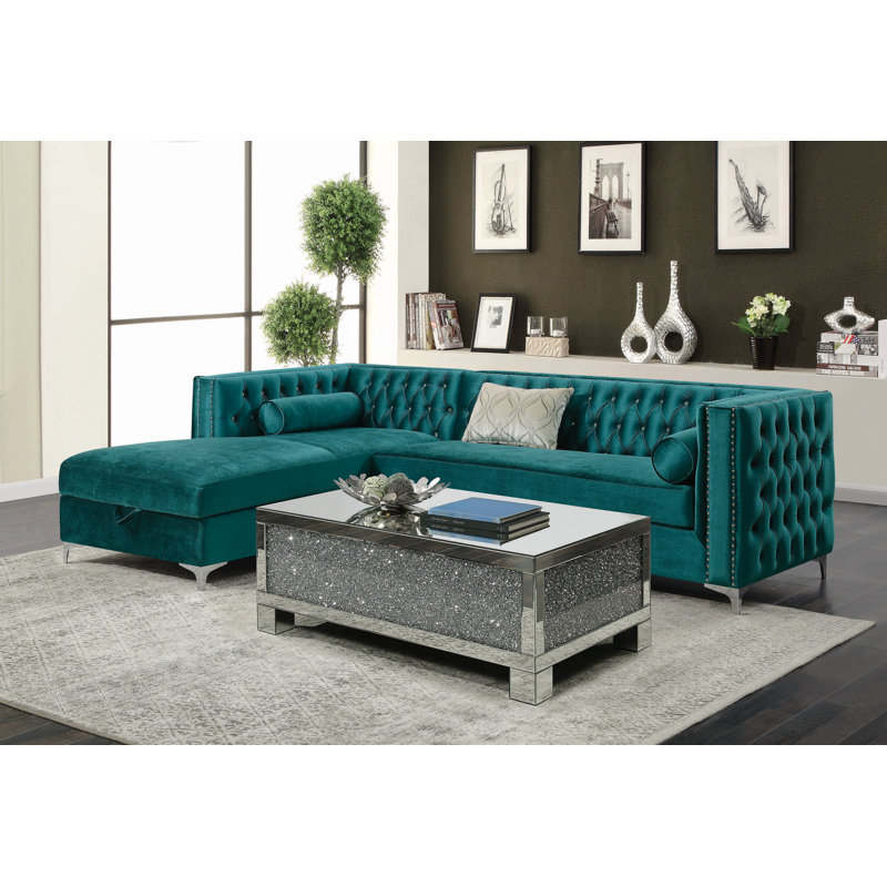 Everly Quinn Cavazos 107 Velvet Left Hand Facing Sofa Chaise Wayfair