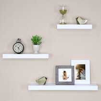 White Set of 2 Ballucci Classic Flaoting Wall Shelves 16 Inch