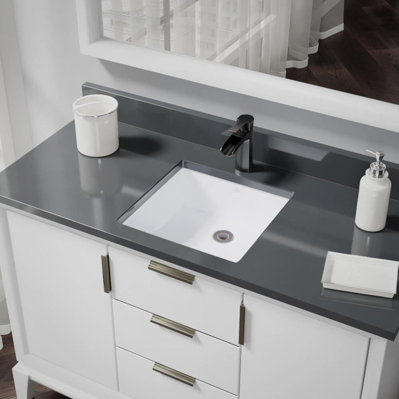 René Vitreous China Rectangular Undermount Bathroom Sink with Overflow | Wayfair.ca