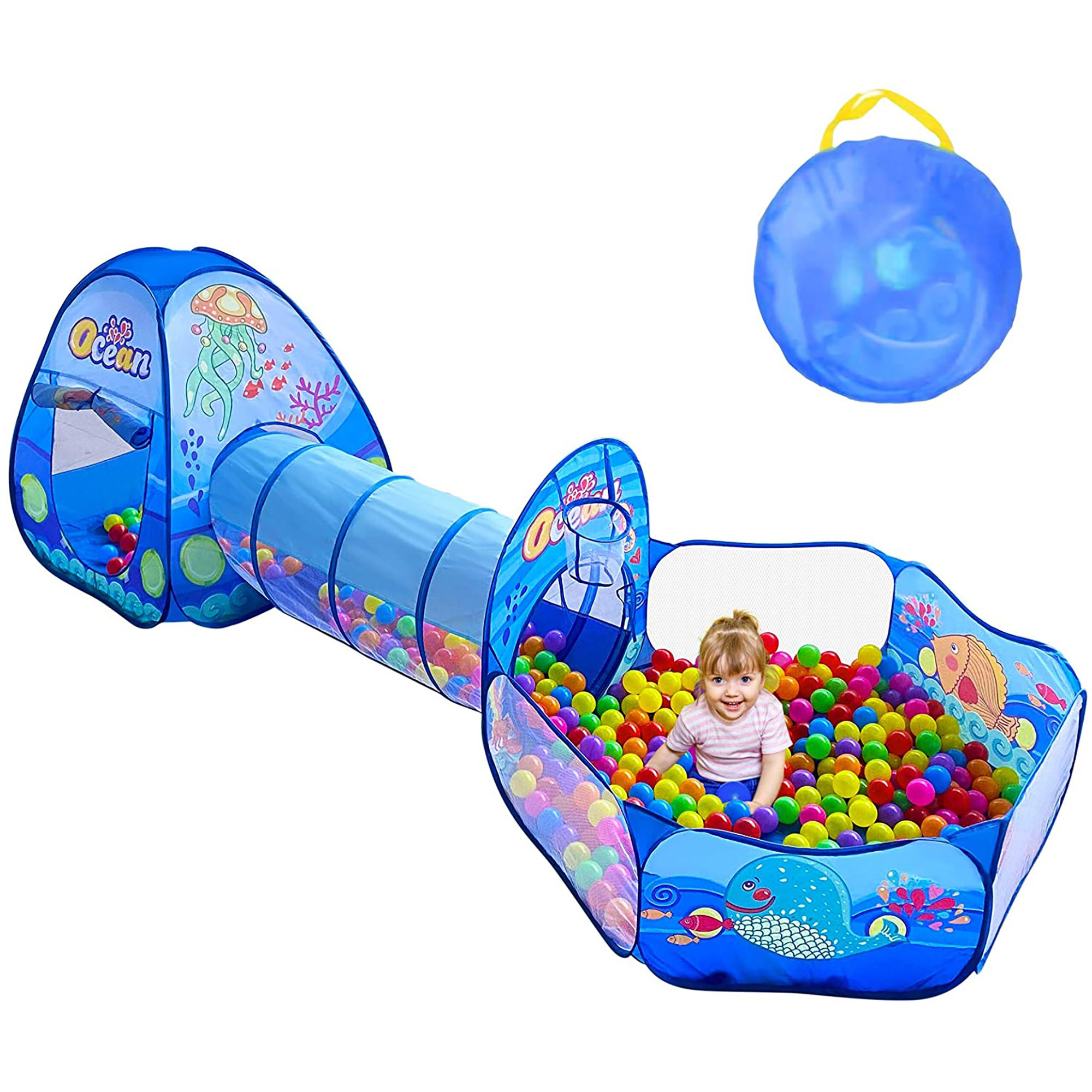 SISTICKER 47' x 113' Indoor Polyester PopUp Play Tunnel with Carrying